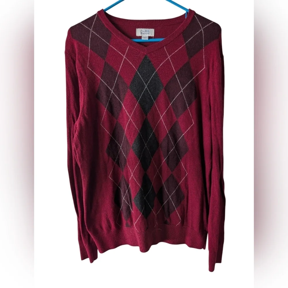 Croft & Barrow Men's Red Argyle Sweater L